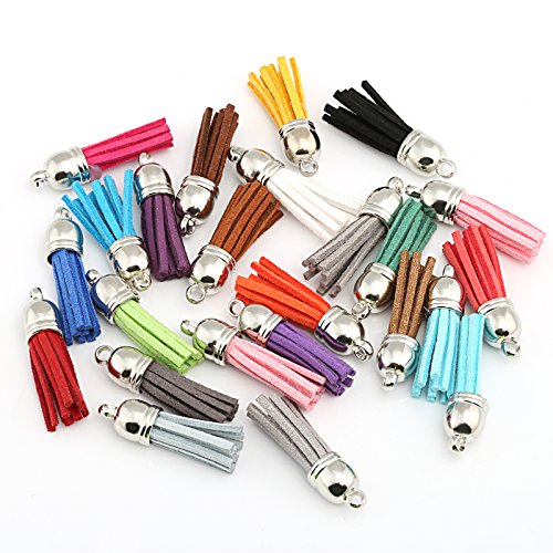 Naler 120 Pieces Keychain Tassel Leather 38Mm Keychain Tassel Charms Bulk For Jewelry Making Bracelet Keychain Diy Crafts, 24 Colors #TOP4