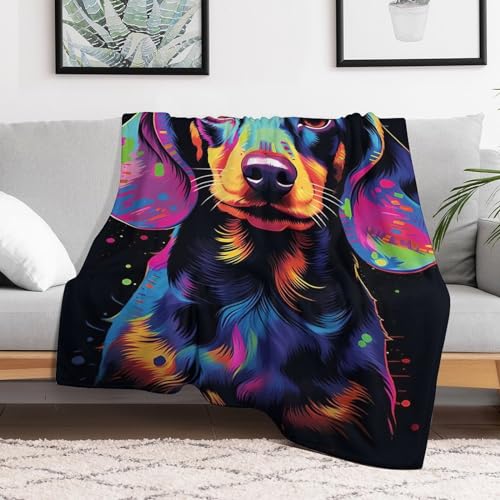 Couverture imprimée Teckel idée cadeau originale en flanelle douce - 3
