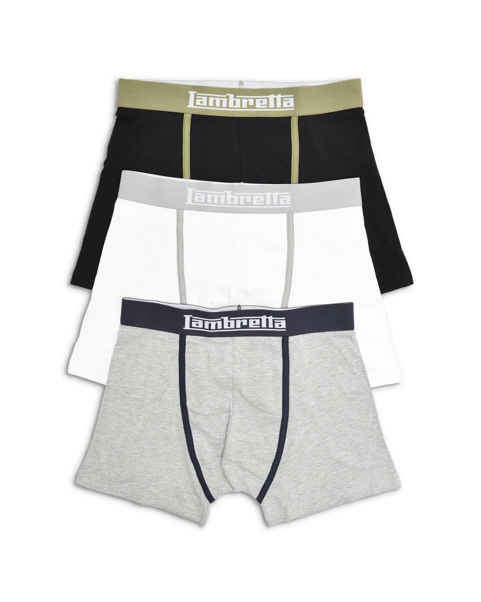 Lambretta Men's Black-Grey-White 3 Pair Pack Of Boxer Shorts (Uk, Alpha, L, Regular, Regular, )