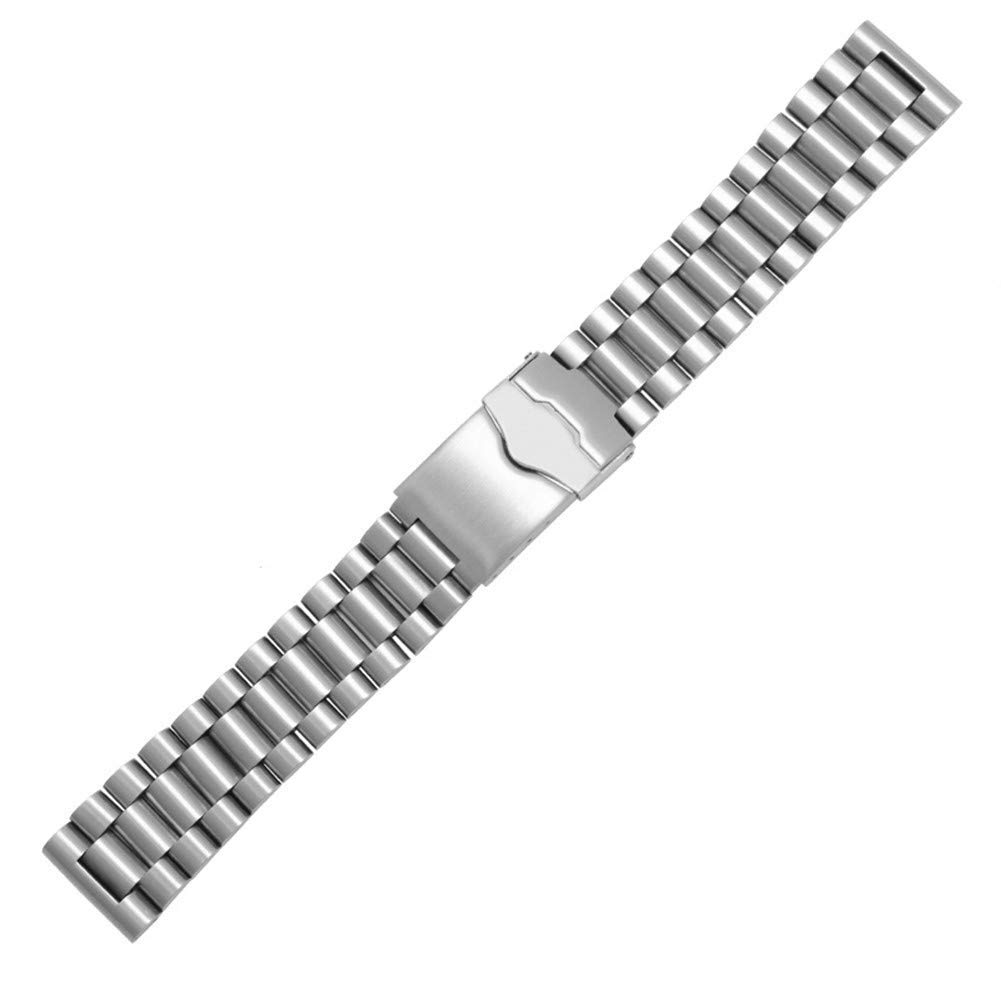 QHQQXN Cinturino per Orologio Cinturino Sportivo in Acciaio Inossidabile da 20 mm con estremità Piatta e Doppio Pulsante, Chiusura deployante, Cinturino in Metallo di Ricambio