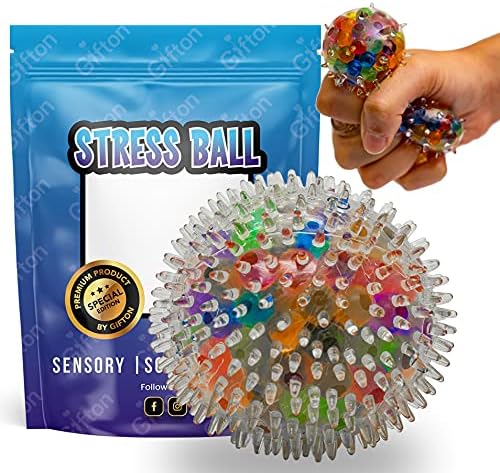 Gifton - DNA Stress Ball Spiky Water Beads - Sensory Toy Stretchy Fidget Pack Anxiety Squeeze Stress Relief Ball Novelty Gift for Boy Girl Kid Men Women Christmas Stocking Filler