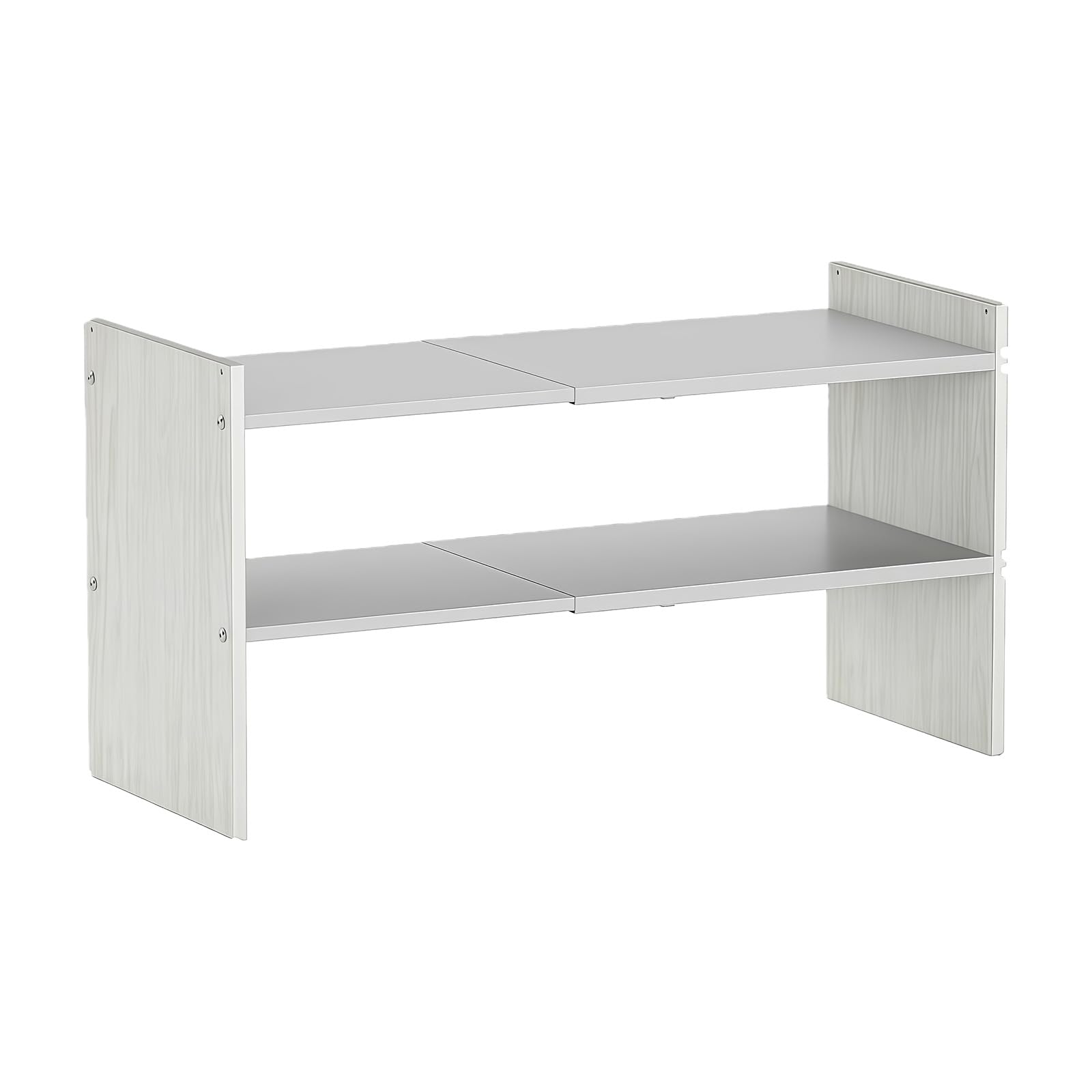 Tsophreniq Stylish Adjustable White Long Shoe Stand Iron Wood Build Easy Assembly Shoe Organiser for Neat Entryway Display White Planner