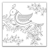 Zentangle Bird Coloring Canvas for adults, Stretched primed canvas 8 x 8 Inches
