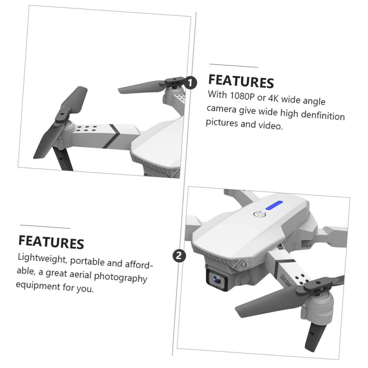 E525 z Dwoma Obiektywami Do Zdjęć Lotniczych 4k w Ultrawysokiej Rozdzielczości Zdalnie Sterowany Dron Składany Dron Torebka Do Przechowywania 4 Tys Zdalnie Sterowany Samolot Biały