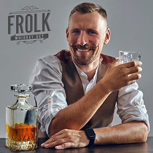 Whiskey Decanter And Glasses Set - Gift For Men, Women, Dad, Father, Brother In Law - 4 Xl Old Fashion Classic Glasses, Classic Decanter & 4 Coasters - Premium Gift For Him In Original Wooden Box #TOP5