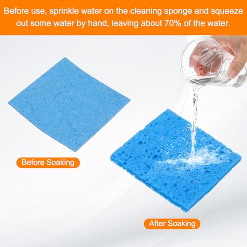 Image of HARFINGTON 10pcs Soldering Iron Cleaning Sponge 2.36 inch x 2.36 inch Replacement Sponge High Temperature for Cleaning Welding Soldering Iron Tip, Blue