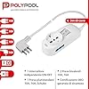 Poly Pool PP2501XL Multipresa con Cavo da 3 m – 2 Prese Bivalenti 10/16A 2P+T + 1 Presa Pluristandard 10A+schuko – Spina Salvaspazio da 16A-in, 3500 W, Bianco, 3 Metri