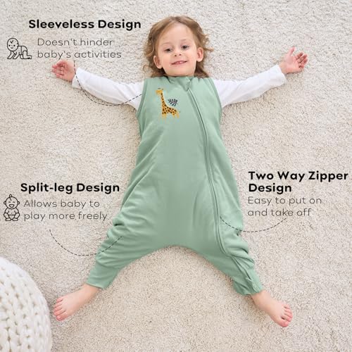Yoofoss 2er Pack Baby Schlafsack mit Füßen 1.5 Tog Baumwolle Schlafsack Baby mit Beinen Herbst Winter Babyschlafsack für 4-6 Jahre Kinder… – Ansicht 3