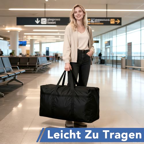 Dntorx 2 Stück 90L Große Aufbewahrungstasche, Oxford Heavy-Duty Umzugstaschen Umzugskartons Groß mit Reißverschluss Handgriff Reisetasche Tragetasche für Umzug Camping Bettwäsche Kleidung Aufbewahrung