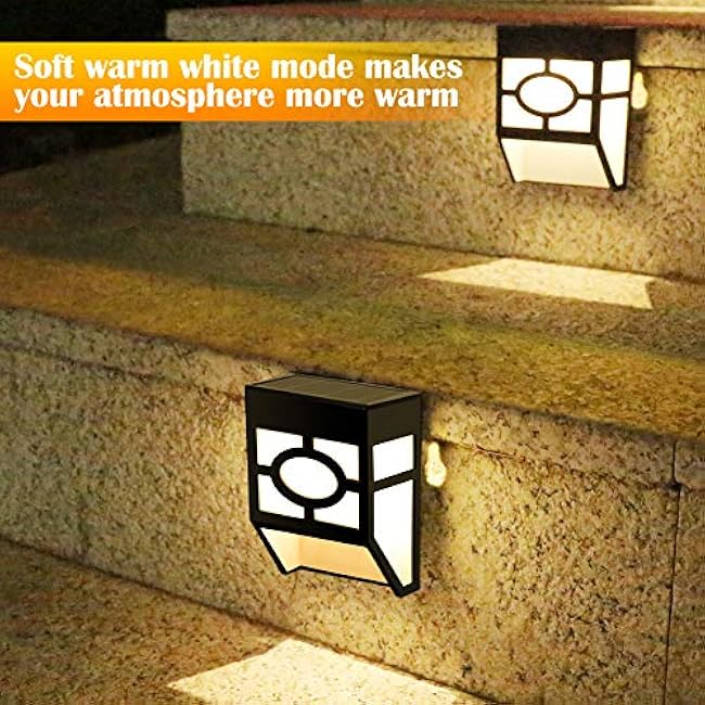 Greluna Solar Wall Lights Outdoor, 2 Modes Solar Led Waterproof Lighting for Deck, Fence, Patio, Front Door, Stair, Landscape, Yard and Driveway Path,Warm White/Color Changing,Pack of 8