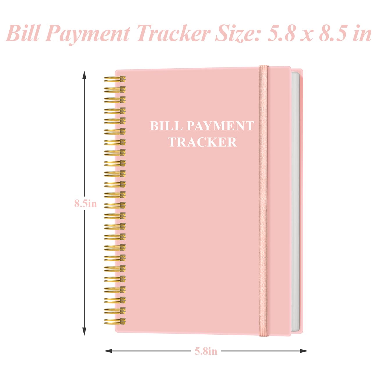 Lista kontrolna płatności rachunków – miesięczny organizer i planer do osobistego budżetowania, finansów, notatnik, 14,7 x 21,6 cm, różowy-A
