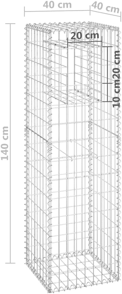 vidaXL Gabion Basket Post, Gabion Wall for Plants Stone, Gabion Basket Post for Outdoor Garden Patio Privacy Protection, Rock-Stone Wall, Post Iron