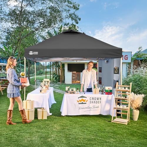 Image of CROWN SHADES Canopy Tent 10x10 Pop Up Canopy with Side Pockets, Grid Gray