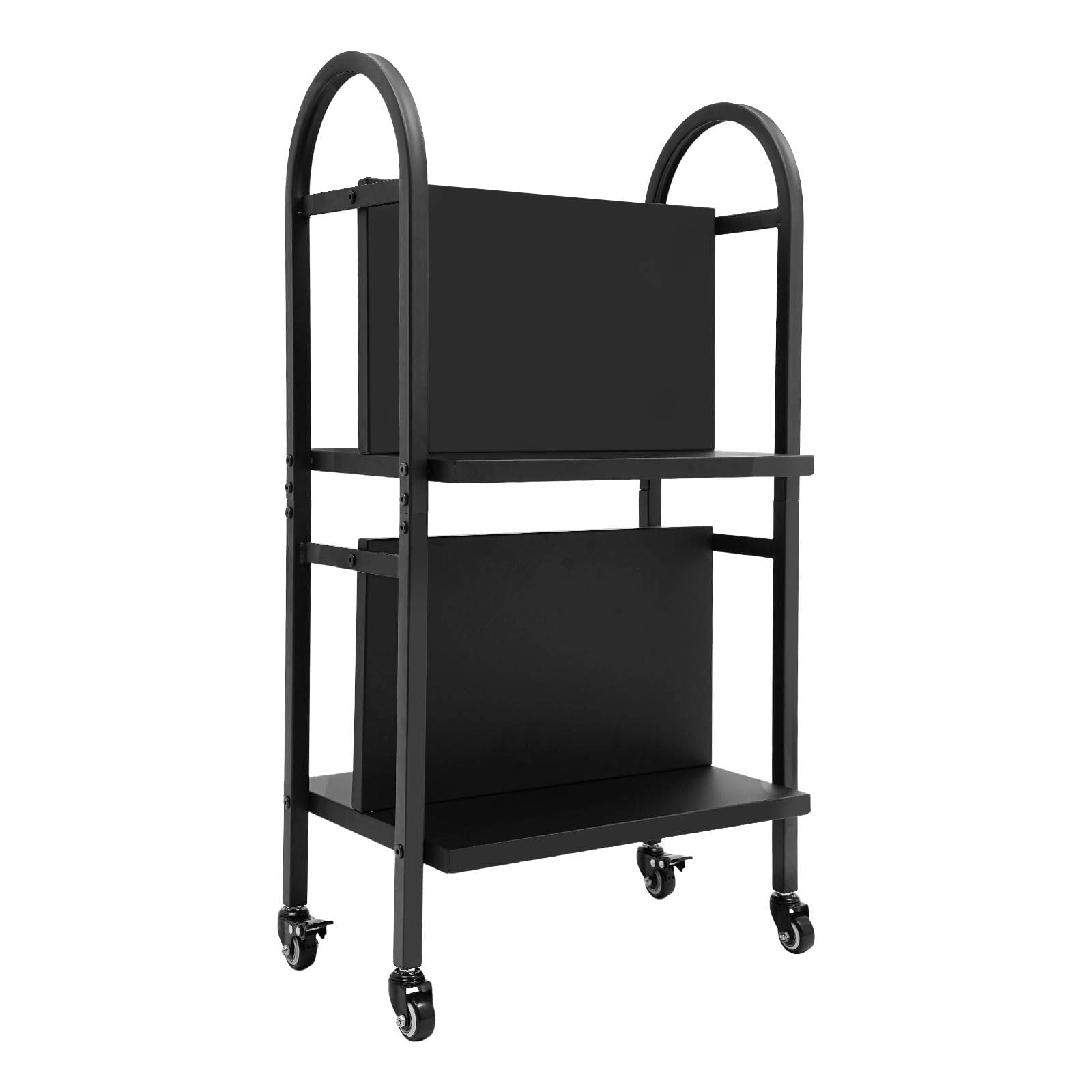 BAIODNB Carrito De Libros De Biblioteca Rodante, Carrito De Libros De Oficina Con 4 Ruedas Bloqueables, Estantería Con Ruedas Con Cerradura, 34 Pulgadas De Alto Y Doble Librería Para Estantes Del