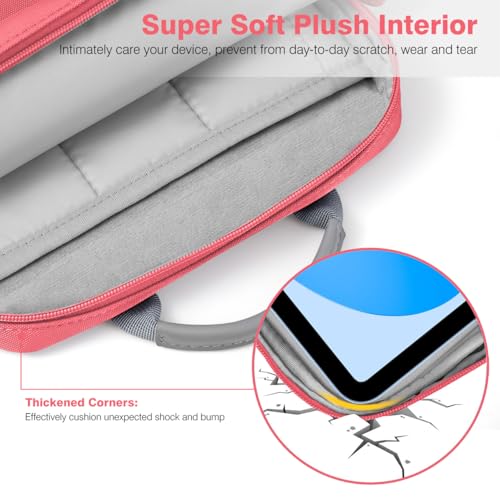 Image of Dadanism 9-11 Inch Tablet Sleeve Bag Carrying Case with Shoulder Strap for iPad (A16) 11 inch, iPad 10th Gen 10.9 inch, iPad Air M4 /Pro M5 11 inch, iPad 9 /8 /7th 10.2 inch, Galaxy Tab A11+ Plus 11 inch, Watermelon Pink