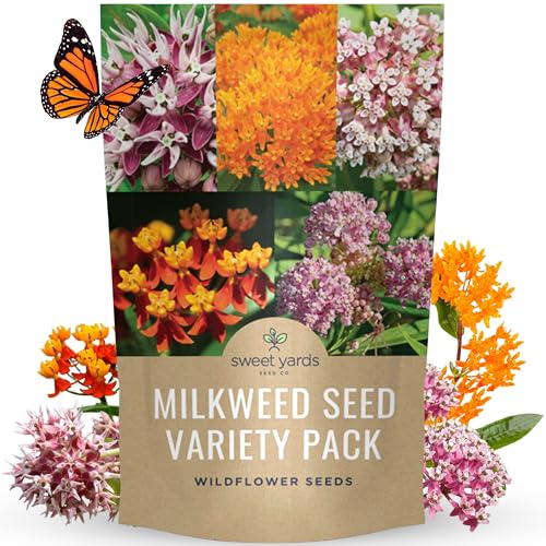 Milkweed Seed Variety Pack | 5 Individual Packs - 2026 Season - Showy Pink Swamp Butterfly Orange Common Pink Blood Flower | for Planting | by Sweet Yards