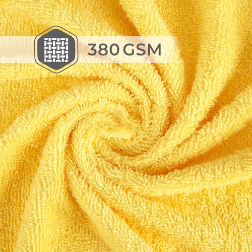 Image of Layers Basicx 100% Cotton 380 GSM Bath Towel - Minion Yellow - Pack of 1 for Men /Women Soft, Highly Absorbent Towels (70 x 150 cm)