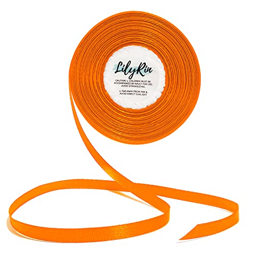 Image of Orange Ribbon 1 /4 Inches 36 Yards Halloween Satin Roll Perfect for Scrapbooking Art Wedding Wreath Baby Shower Packing Birthday Wrapping Christmas Tangerine