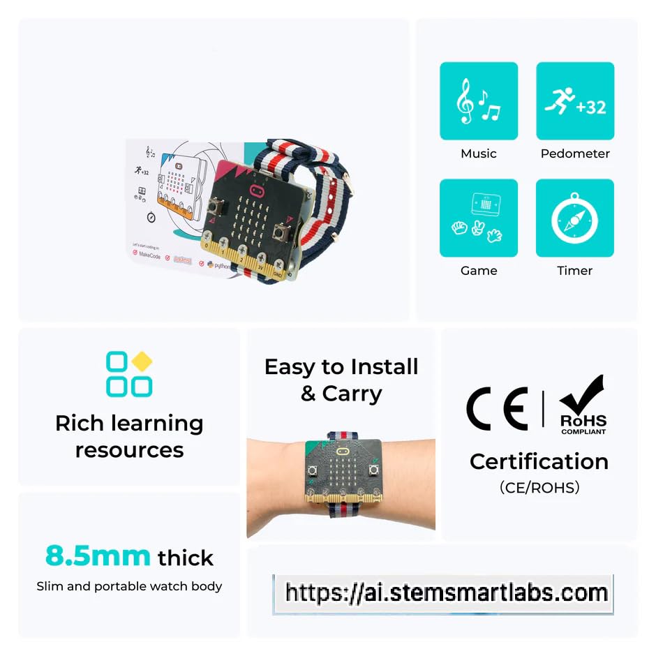 Image of BBC Micro:bit Smart AI Wearable Kit |Designed in UK, Best Educational Birthday Gift Toy for Boys, Girls & Kids Aged 8+ (with microbit)