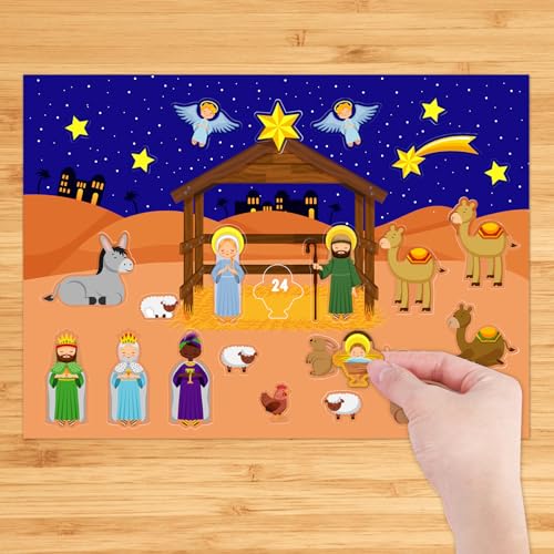 WaaHome Nativity Advent Calendar 2026 Kids - Religious Advent Calendar Stickers Jesus Christian Nativity Scene Christmas Countdown Calendar Decor Gifts for Kids Grandkids Boys Girls - image 7