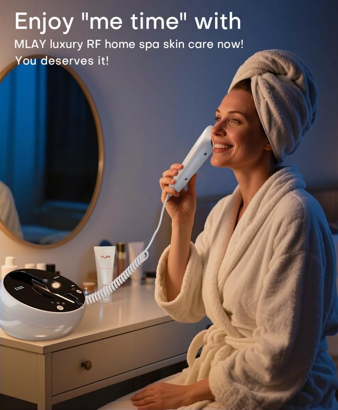MLAY Professional RF Beauty Machine, Radio Frequency Face Machine with 2 Probes, at Home Radio Frequency Skin Tightening for Lifting, Wrinkle Reducing, Anti Aging - Salon Effects（Gel Included） - Image 7