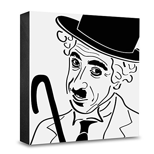 Cadre photo bois Charlie Chaplin 20 x 20 cm décoration premium