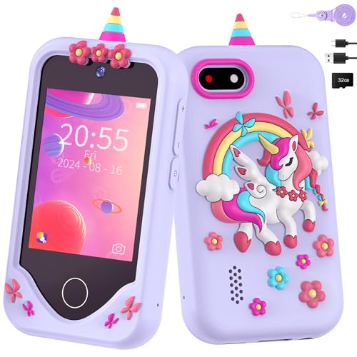 キッズスマートフォン - 小さな女の子への素晴らしい贈り物!3-10歳。タッチスクリーン、カメラ、音楽。32GBカード