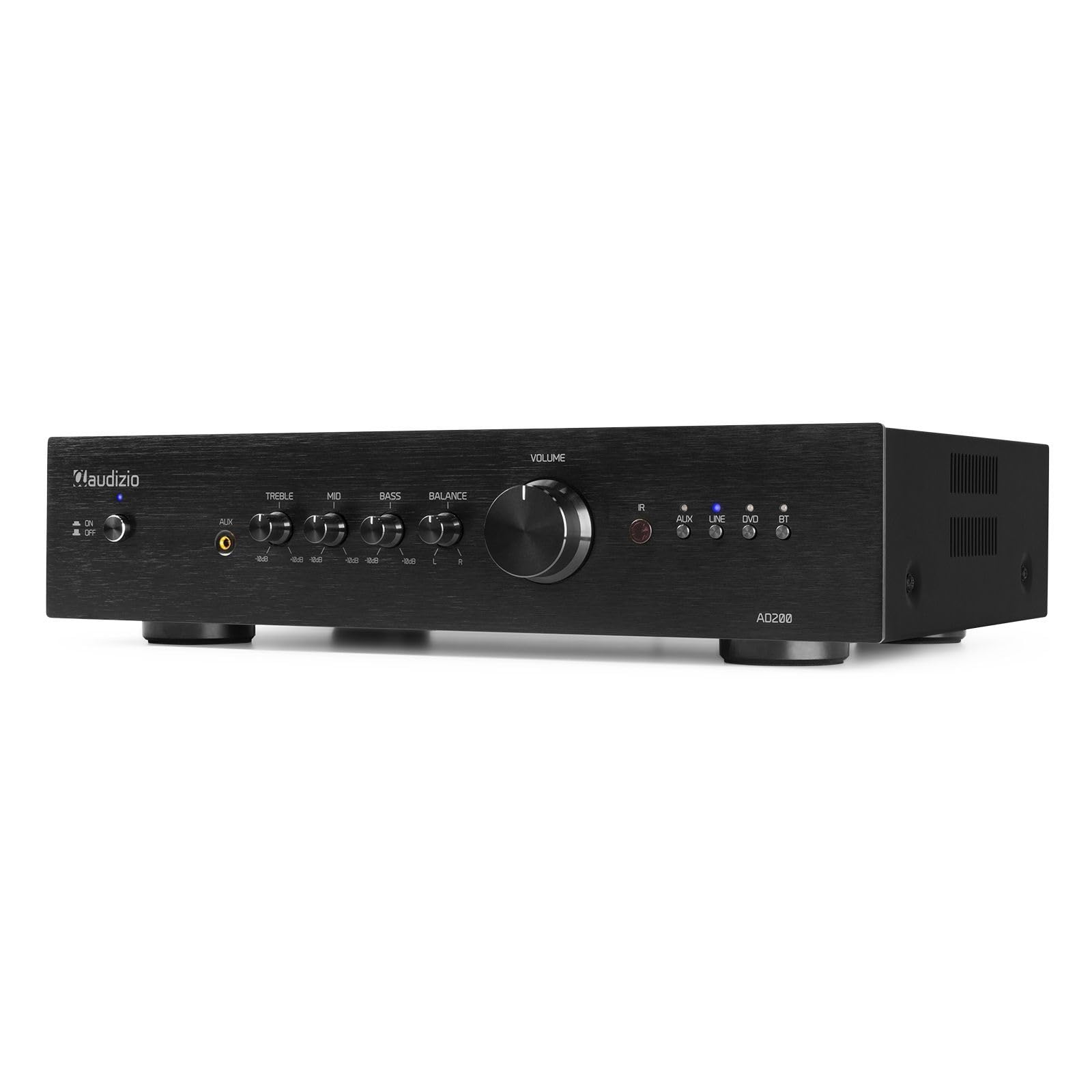 Audizio AD200B Amplificateur Hi-FI Bluetooth 2.1 - Noir, 400 Watts, 2 Sorties Enceintes, 1 Sortie Sub, Lecteur MP3, Égaliseur de Son, 2 Canaux, Idéal pour Vos Films et Écouter Votre Musique