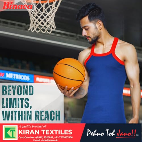 Image of Binaca Premium Men's Ribbed Vest, Pack of 3 & 5 Sleeveless Cotton Gym and Sports Vests for Men - Versatile Inner Vest and Sando Baniyan