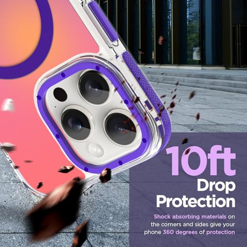 Image of Magnetic Case for iPhone 16 Pro Max [Compatible with Magsafe] [Cute Fashion Fluorescent Design] [1 Screen Protector] Slim Translucent Matte Cover for iPhone 16 Pro Max 6.9 inch 2024, Purple