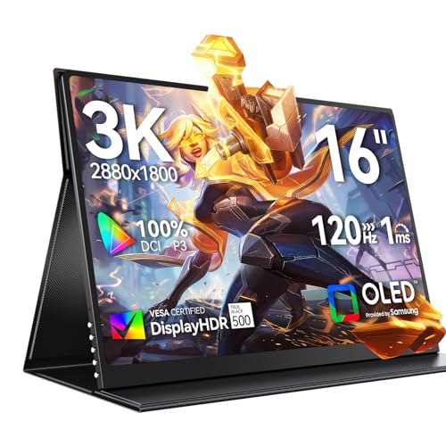 Monitor Portátil Oled 3k 120hz 16 Pulgadas Con 100000:1 500 Nits 2880 1800 16:10 Dci-P3 1ms Pantalla Mini Hdmi Usb C Para Pc Laptop Smartphone Consolas De Juegos, Carcasa De Metal, Compatible Con Vesa Monitor Portátil Oled 3k 120hz 16 Pulgadas Con 100000:1 500 Nits 2880 1800 16:10 Dci-P3 1ms Pantalla Mini Hdmi Usb C Para Pc Laptop Smartphone Consolas De Juegos, Carcasa De Metal, Compatible Con Vesa