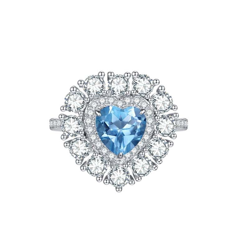 Bague de fiançailles topaze bleue naturelle pour elle en argent