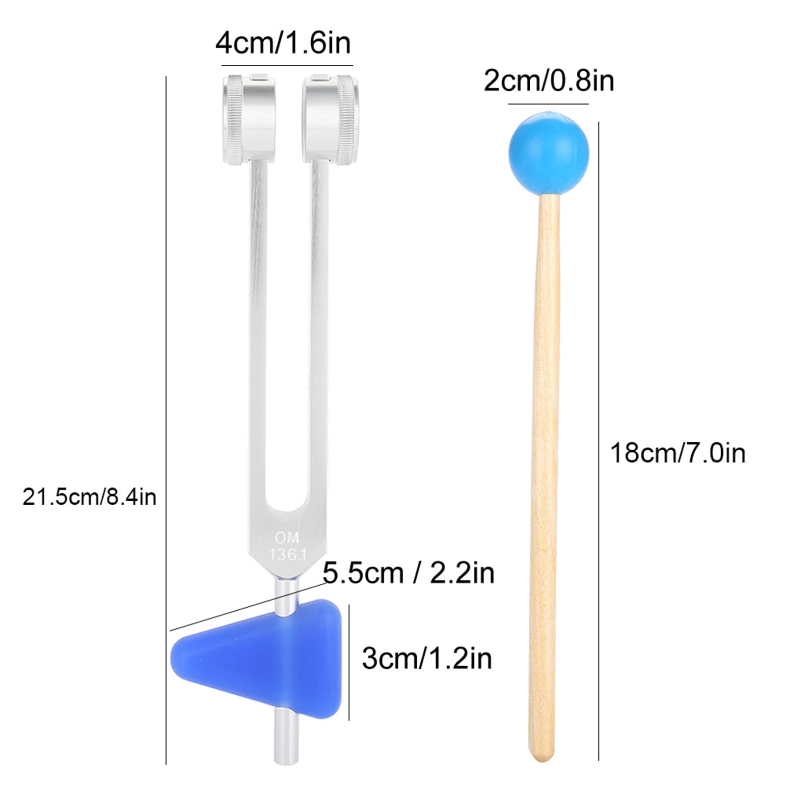 Diapason Musique Basse Fréquence 15Hz-45Hz - Ensemble Alliage Aluminium Avec Marteau Et Clé De Réglage