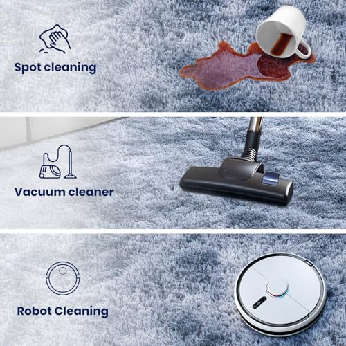 Zentavio Area Rugs for Living Room Rugs for Bedroom 4x6 Carpet Fluffy Fuzzy Soft Shag Aesthetic Plush High Pile Gray Throw Rug for Nursery Kids Room Dorm Tie-Dyed Blue Grey