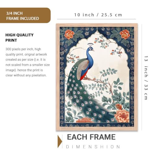 Image of kotart MadhubaniTheme Digital Painting for Wall Decoration - Wall Art Prints for Living Room Bedroom Office, living room Decor, wall hanging frames-(10x13 inch, E)