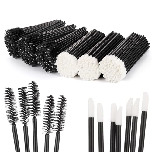 Tbestmax 600 Pcs Mascara Wands and Lip Brush, Black Lipstick Wands Eyebrow Spoolies Brush for Eyelash Extensions Disposable Makeup Applicator Beauty Tool Kits