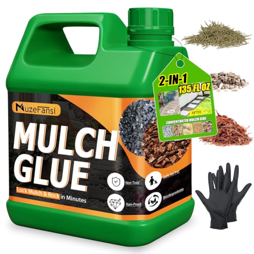 135oz Mulch Glue, Landscaping Mulch Glue for Pea Gravel, Stones &amp; Mulch – Strong Hold for Garden, Yard &amp; Outdoor Projects