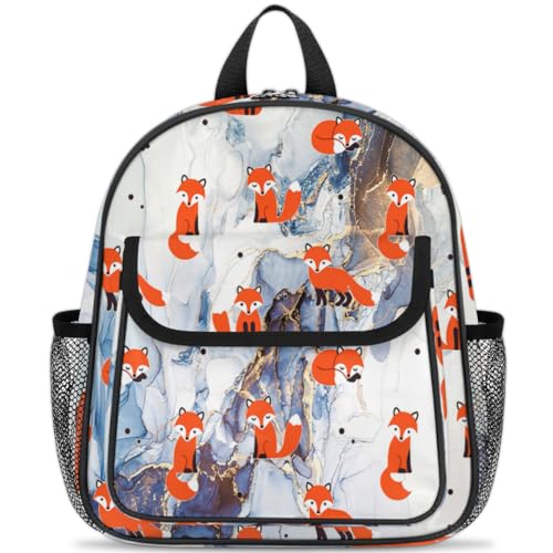 Sac à dos en marbre renard pour enfants, cartable d'école mixte idéal pour le voyage de taille unique