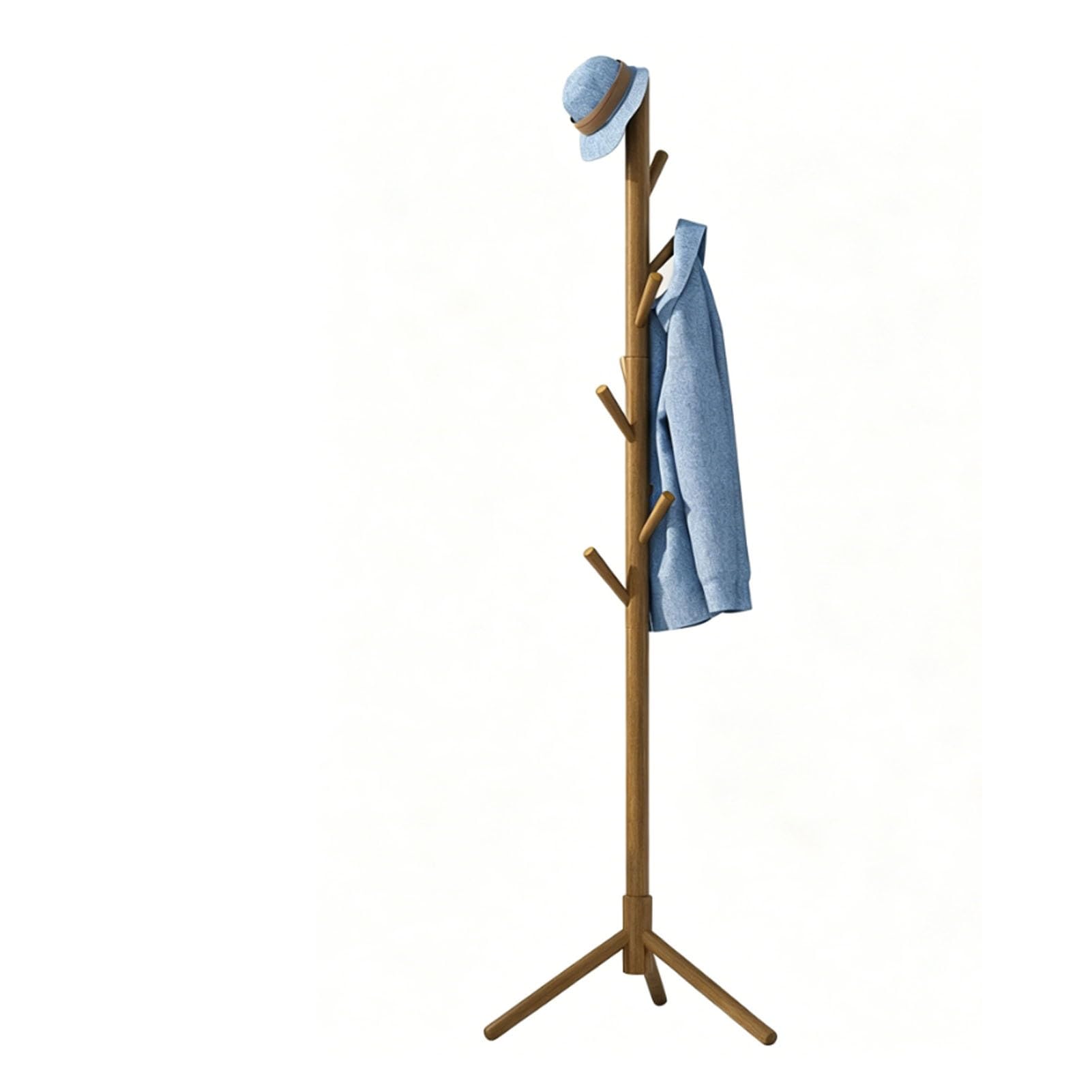 YAOHY Wood Clothing Rack, Freestanding Rack for Hanging Clothes, Multi-hook Design Garment Racks for Bedroom Entryway, Easy Assembly Vertical Clothing Hanging Holder(Natural,Style 2)