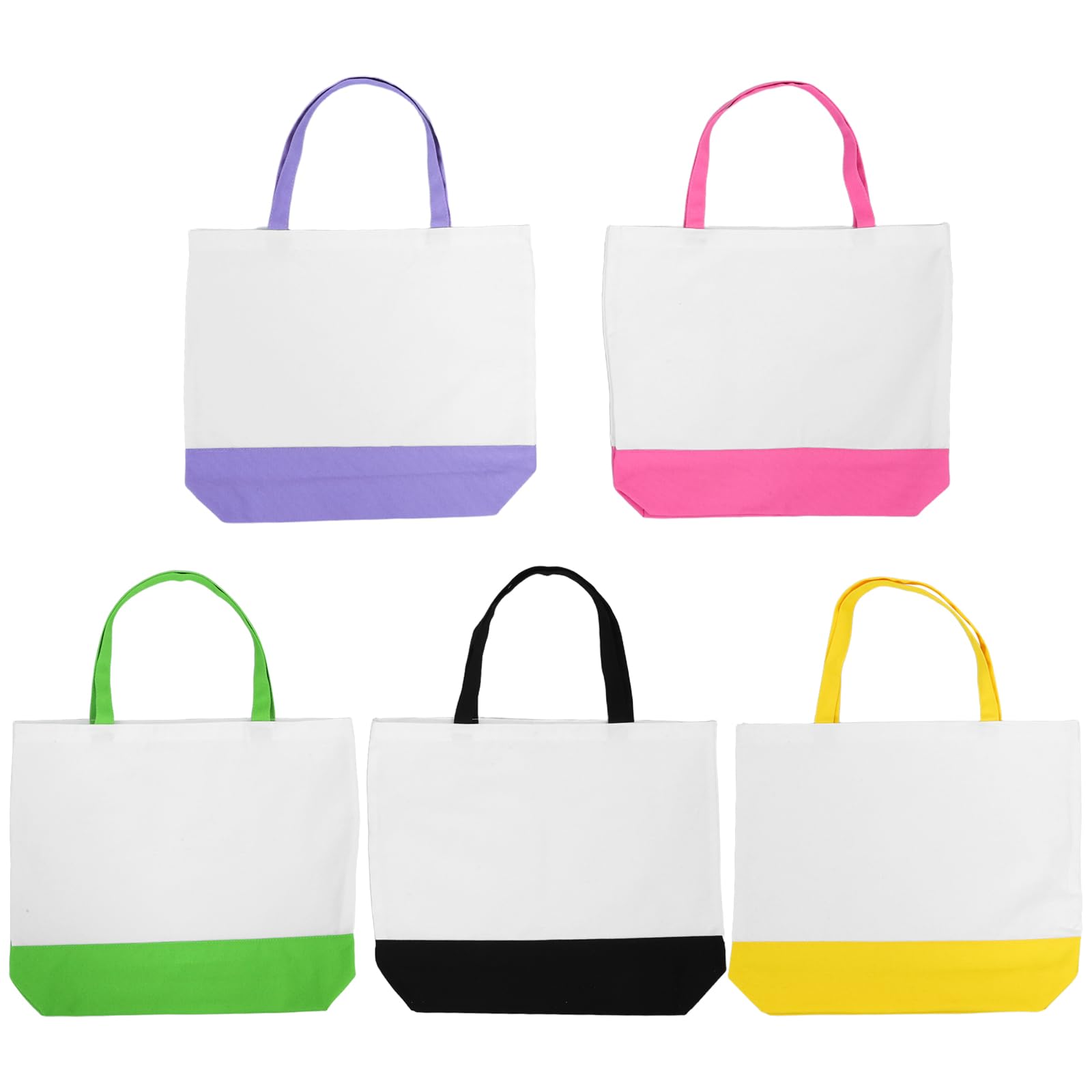 Toyvian 5 Stück Einkaufstaschen aus Canvas für Damen mit Breitem Tragegurt Große Farbige Stofftaschen zum Einkaufen Faltbar und Robust für Lebensmittel und Selbstgemacht Projekte