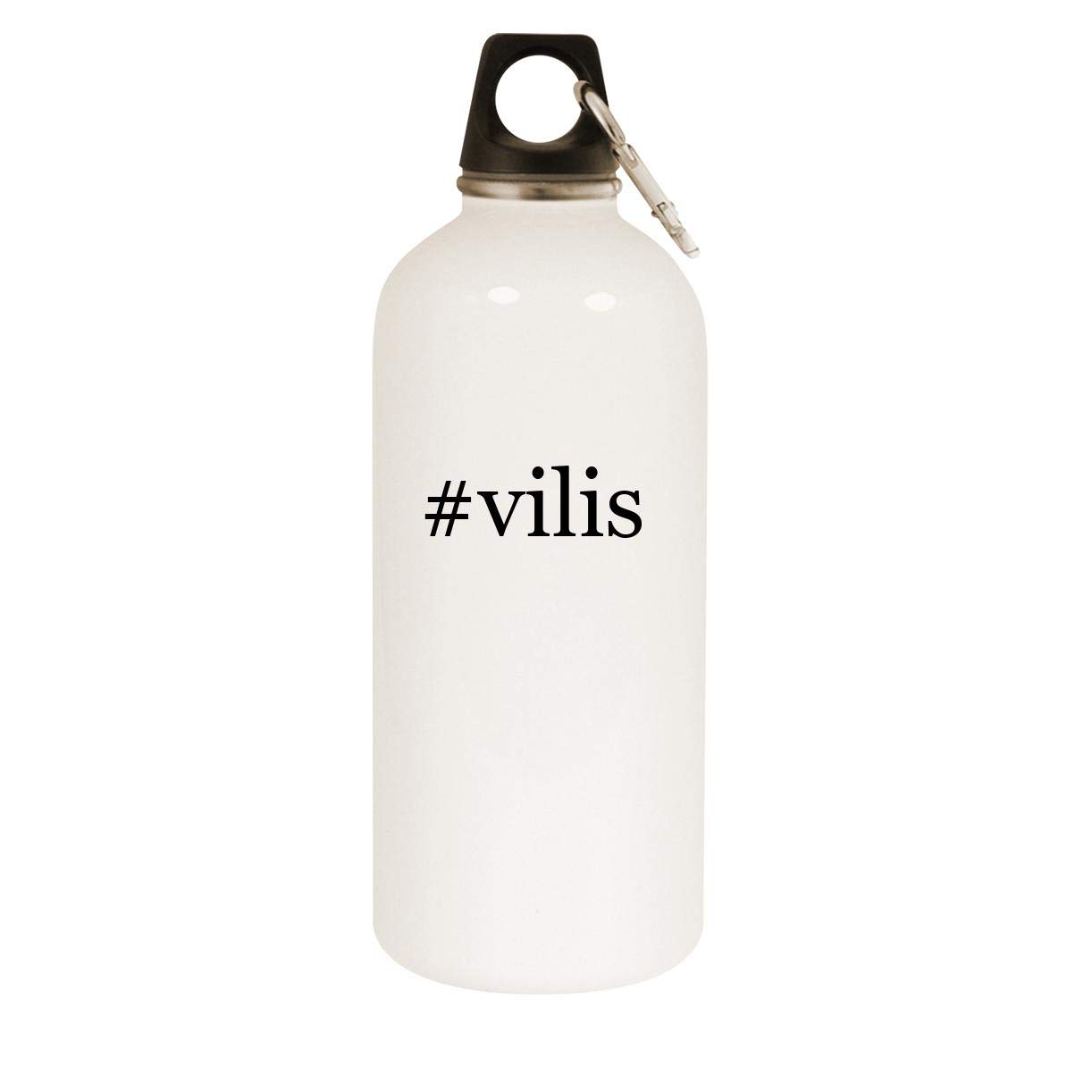 #vilis - 20oz Hashtag Stainless Steel White Water Bottle with Carabiner, White
