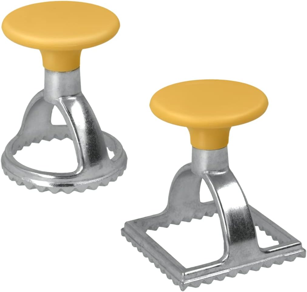 Metaltex Set of 2 Stainless Steel Ravioli Stamps & Cutters-Square and Circle, Alloy Steel, Silver, One Size