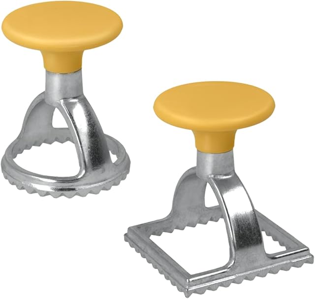 Metaltex Set of 2 Stainless Steel Ravioli Stamps & Cutters-Square and Circle, Alloy Steel, Silver