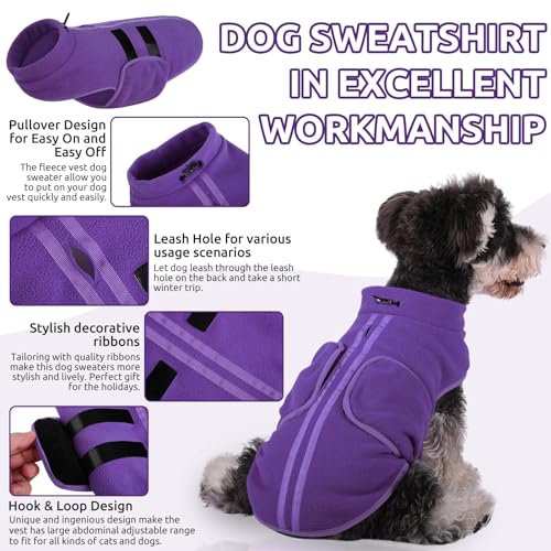 Pour petit, moyen et grand chien ce pull en polaire violet L intègre un harnais - 4