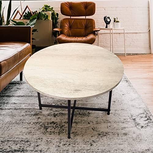 Aroilazm Folding Round Coffee Table for Living Room Heavery Duty Portable Small Circle Center Table with Waterproof Desk Top for Home Space Saving,23.6 x 23.6 Inch （Rustic Wooden）