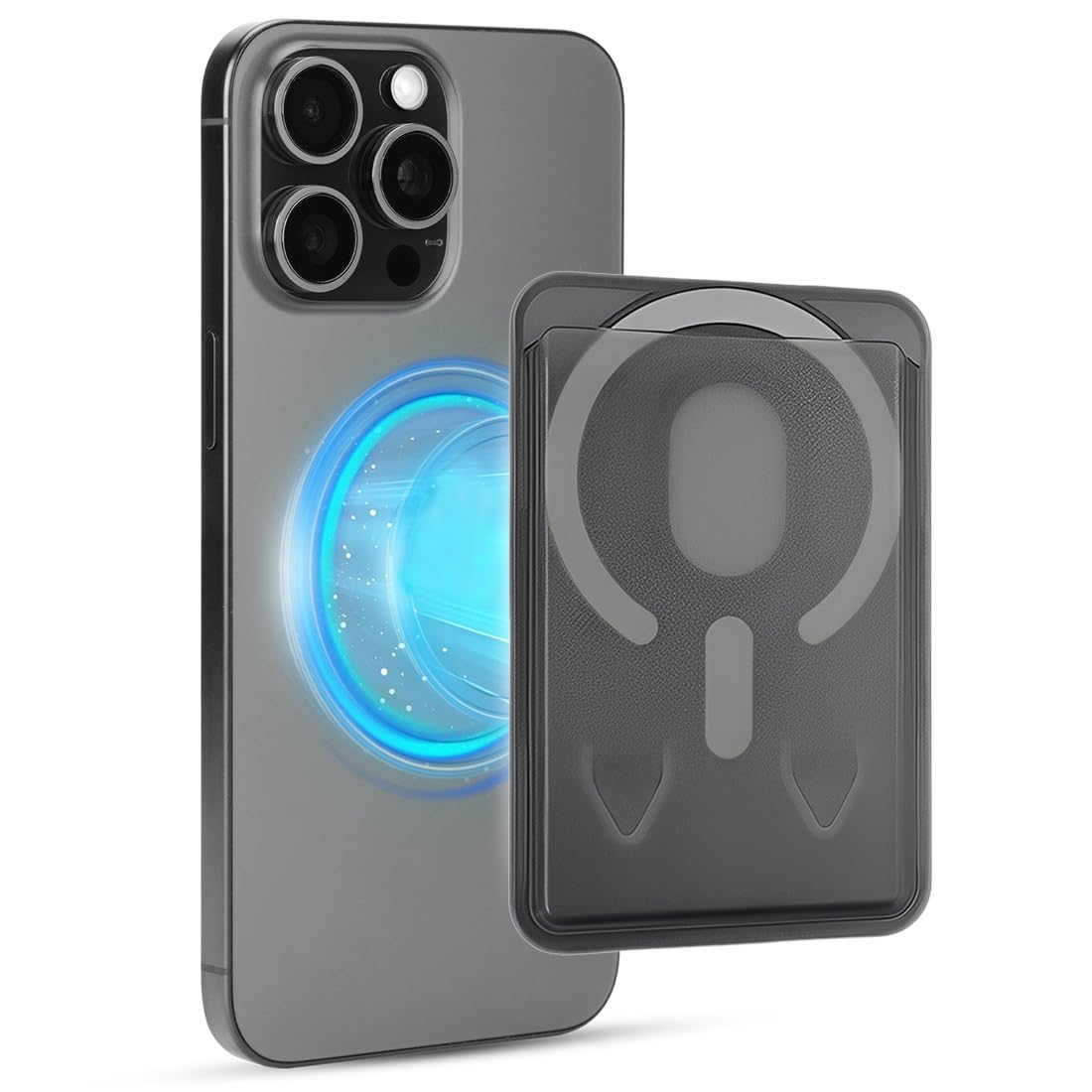 Portafoglio Magnetico da Cellulare per iPhone con Tasca Adesiva per Tessere, Carte e Badge - Pratico Porta Carte di Credito - Adatto per Cover - Nero