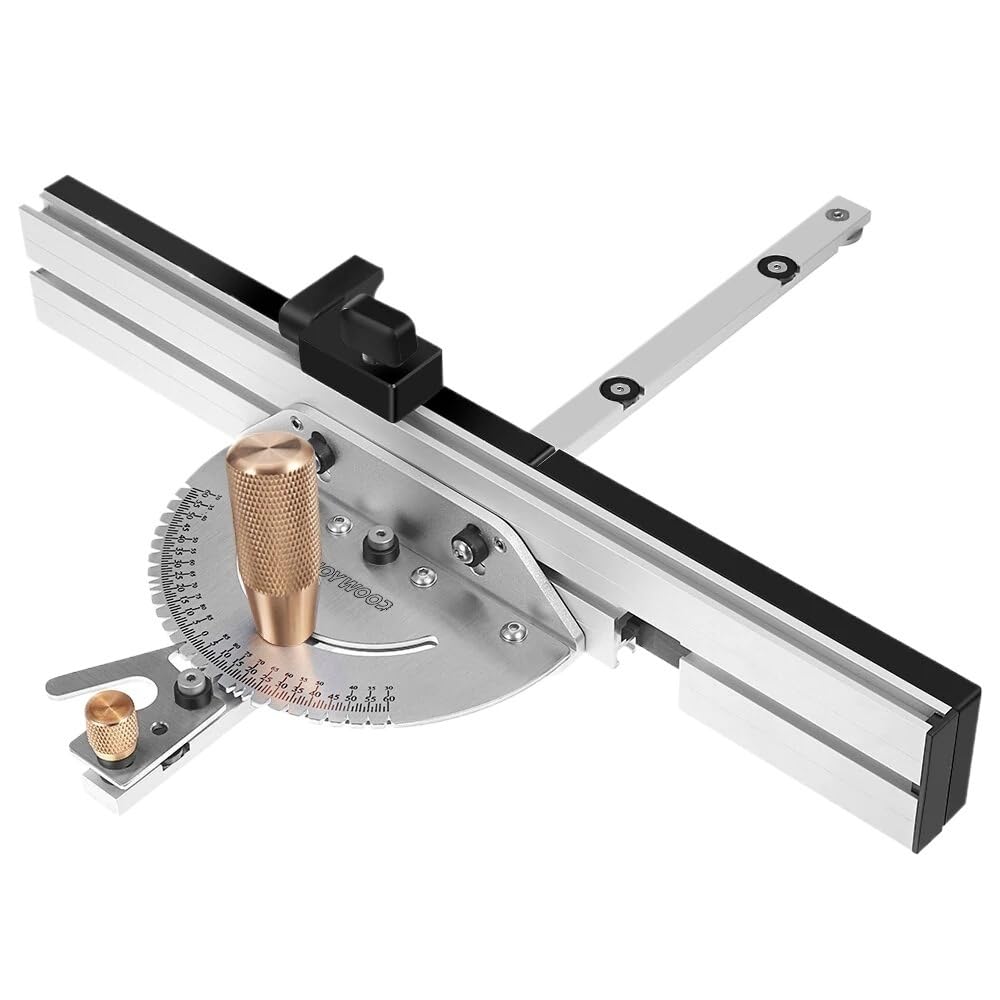 VIDOO Mosiężny Uchwyt 450mm Przymiar Kątowy 27 Kątów Box Joint Jig Szyna Stop Piła Stołowa Montażowa