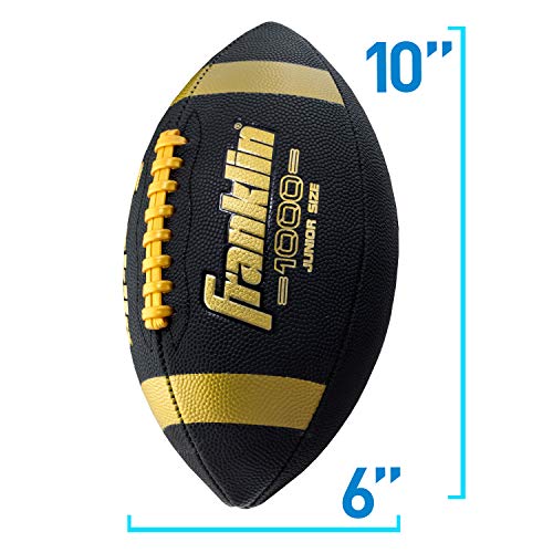 Franklin Sports Jugendfußball – 1000 Junior Kinder Fußball – Kunstleder Jugend Junior Ball für Kinder – Outdoor Allwetterbälle mit extra Grip – 1 Packung – Schwarz + Gold