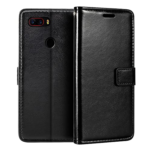 Shantime Lederhülle Kompatibel mit ZTE Nubia Z17S, Business Design Magnetische Klapphülle, 3 Kartenfächer, Foto & Geheimfach(Schwarz)