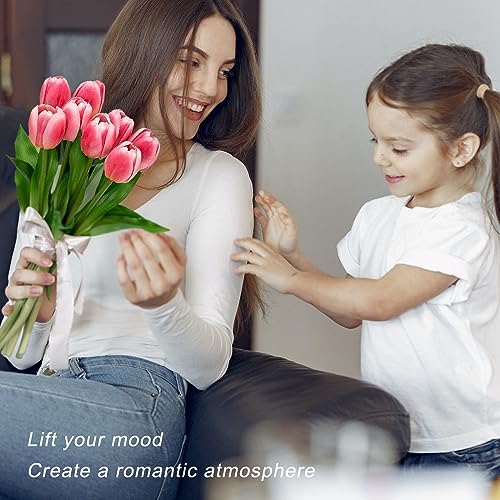 Softflame Artificial/Fake/Faux Flowers - Tulip Pink 8PCS for Wedding Home, Party, Restaurant, 12.6 inches - Image 2
